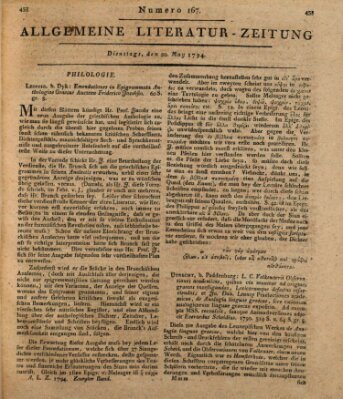 Allgemeine Literatur-Zeitung (Literarisches Zentralblatt für Deutschland) Dienstag 20. Mai 1794