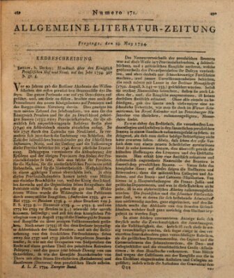 Allgemeine Literatur-Zeitung (Literarisches Zentralblatt für Deutschland) Freitag 23. Mai 1794
