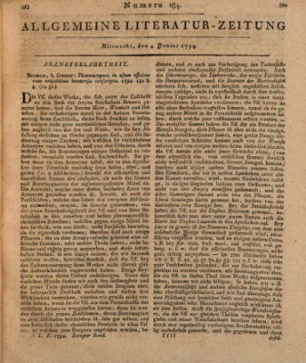 Allgemeine Literatur-Zeitung (Literarisches Zentralblatt für Deutschland) Mittwoch 4. Juni 1794