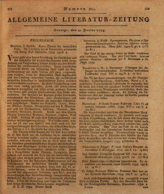 Allgemeine Literatur-Zeitung (Literarisches Zentralblatt für Deutschland) Montag 30. Juni 1794
