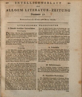 Allgemeine Literatur-Zeitung (Literarisches Zentralblatt für Deutschland) Samstag 10. Mai 1794
