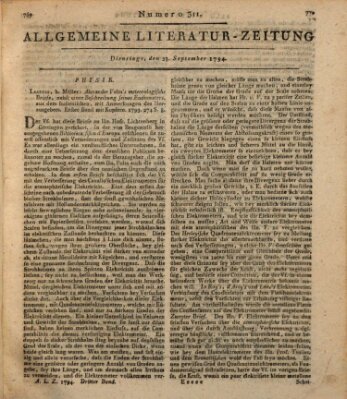 Allgemeine Literatur-Zeitung (Literarisches Zentralblatt für Deutschland) Dienstag 23. September 1794