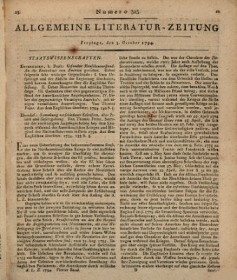 Allgemeine Literatur-Zeitung (Literarisches Zentralblatt für Deutschland) Freitag 3. Oktober 1794