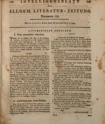 Allgemeine Literatur-Zeitung (Literarisches Zentralblatt für Deutschland) Mittwoch 26. November 1794
