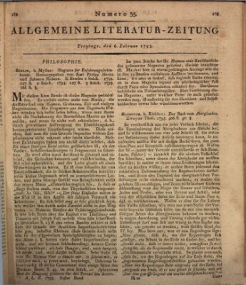 Allgemeine Literatur-Zeitung (Literarisches Zentralblatt für Deutschland) Freitag 6. Februar 1795