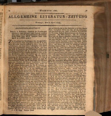 Allgemeine Literatur-Zeitung (Literarisches Zentralblatt für Deutschland) Montag 6. April 1795