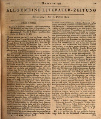 Allgemeine Literatur-Zeitung (Literarisches Zentralblatt für Deutschland) Donnerstag 16. Juli 1795