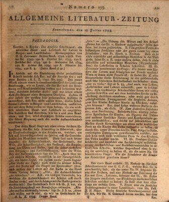 Allgemeine Literatur-Zeitung (Literarisches Zentralblatt für Deutschland) Samstag 18. Juli 1795