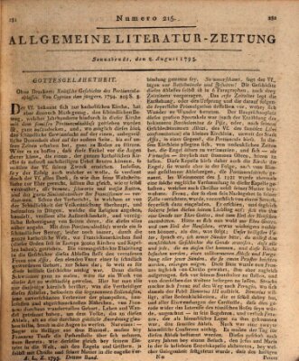 Allgemeine Literatur-Zeitung (Literarisches Zentralblatt für Deutschland) Samstag 8. August 1795