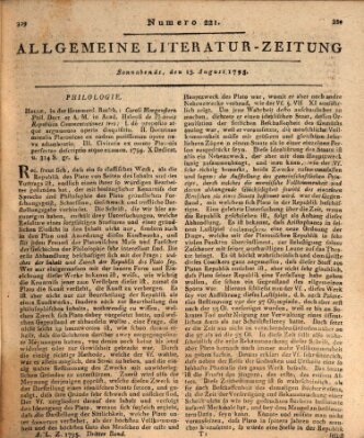 Allgemeine Literatur-Zeitung (Literarisches Zentralblatt für Deutschland) Samstag 15. August 1795