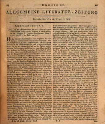 Allgemeine Literatur-Zeitung (Literarisches Zentralblatt für Deutschland) Samstag 29. August 1795