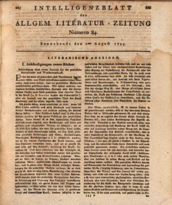 Allgemeine Literatur-Zeitung (Literarisches Zentralblatt für Deutschland) Samstag 1. August 1795