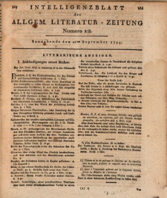 Allgemeine Literatur-Zeitung (Literarisches Zentralblatt für Deutschland) Samstag 26. September 1795