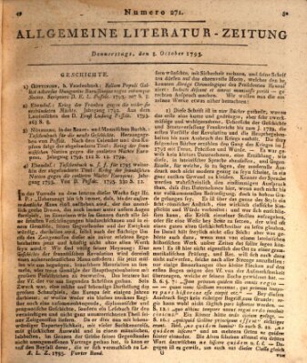 Allgemeine Literatur-Zeitung (Literarisches Zentralblatt für Deutschland) Donnerstag 8. Oktober 1795