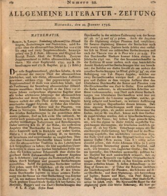 Allgemeine Literatur-Zeitung (Literarisches Zentralblatt für Deutschland) Mittwoch 20. Januar 1796
