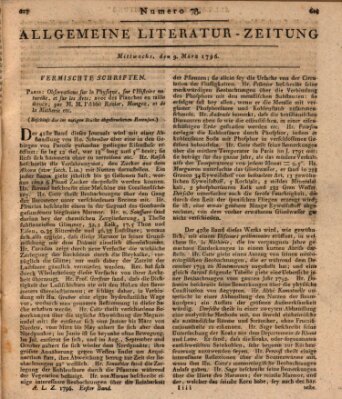 Allgemeine Literatur-Zeitung (Literarisches Zentralblatt für Deutschland) Mittwoch 9. März 1796