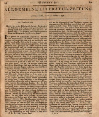 Allgemeine Literatur-Zeitung (Literarisches Zentralblatt für Deutschland) Samstag 12. März 1796
