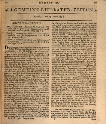 Allgemeine Literatur-Zeitung (Literarisches Zentralblatt für Deutschland) Montag 18. April 1796