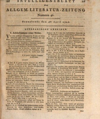 Allgemeine Literatur-Zeitung (Literarisches Zentralblatt für Deutschland) Samstag 2. April 1796