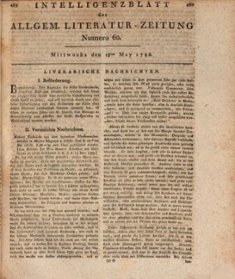 Allgemeine Literatur-Zeitung (Literarisches Zentralblatt für Deutschland) Mittwoch 18. Mai 1796