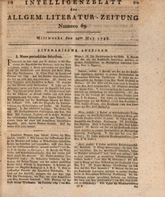 Allgemeine Literatur-Zeitung (Literarisches Zentralblatt für Deutschland) Mittwoch 25. Mai 1796