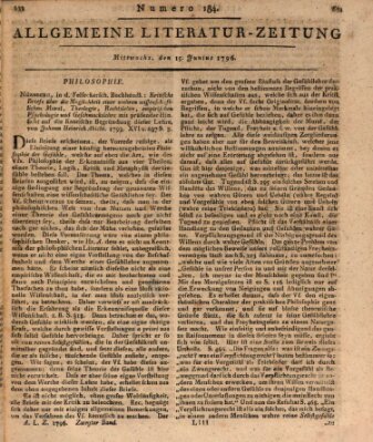Allgemeine Literatur-Zeitung (Literarisches Zentralblatt für Deutschland) Mittwoch 15. Juni 1796