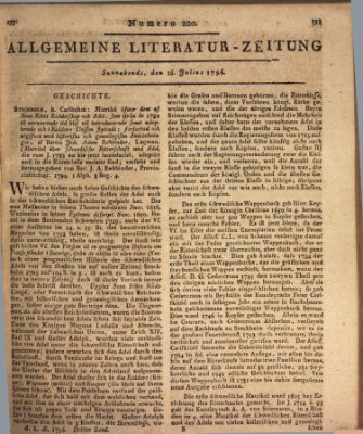 Allgemeine Literatur-Zeitung (Literarisches Zentralblatt für Deutschland) Samstag 16. Juli 1796
