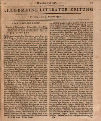 Allgemeine Literatur-Zeitung (Literarisches Zentralblatt für Deutschland) Freitag 5. August 1796