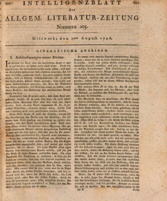 Allgemeine Literatur-Zeitung (Literarisches Zentralblatt für Deutschland) Mittwoch 10. August 1796