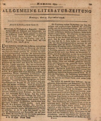 Allgemeine Literatur-Zeitung (Literarisches Zentralblatt für Deutschland) Montag 19. September 1796