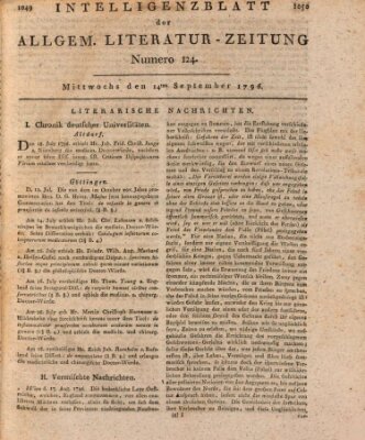 Allgemeine Literatur-Zeitung (Literarisches Zentralblatt für Deutschland) Mittwoch 14. September 1796