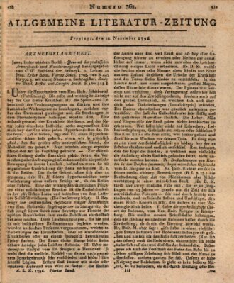 Allgemeine Literatur-Zeitung (Literarisches Zentralblatt für Deutschland) Freitag 18. November 1796