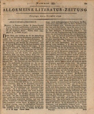 Allgemeine Literatur-Zeitung (Literarisches Zentralblatt für Deutschland) Freitag 9. Dezember 1796