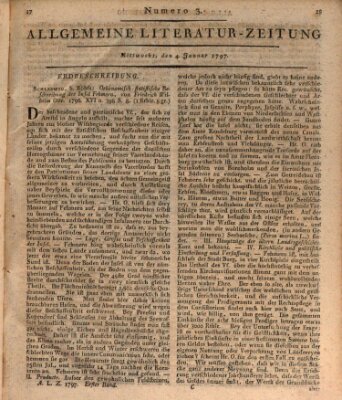 Allgemeine Literatur-Zeitung (Literarisches Zentralblatt für Deutschland) Mittwoch 4. Januar 1797