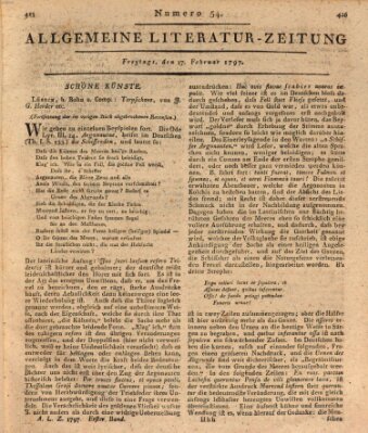 Allgemeine Literatur-Zeitung (Literarisches Zentralblatt für Deutschland) Freitag 17. Februar 1797