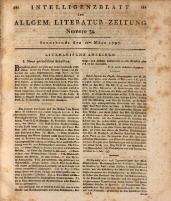 Allgemeine Literatur-Zeitung (Literarisches Zentralblatt für Deutschland) Samstag 18. März 1797