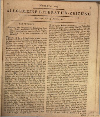 Allgemeine Literatur-Zeitung (Literarisches Zentralblatt für Deutschland) Montag 3. April 1797