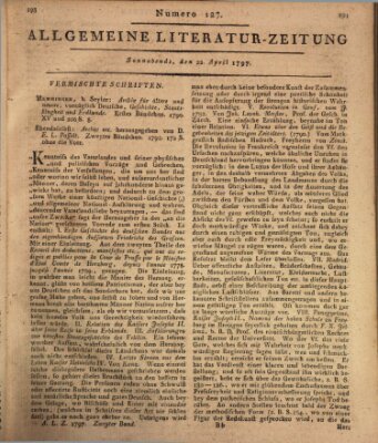 Allgemeine Literatur-Zeitung (Literarisches Zentralblatt für Deutschland) Samstag 22. April 1797