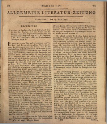 Allgemeine Literatur-Zeitung (Literarisches Zentralblatt für Deutschland) Samstag 27. Mai 1797