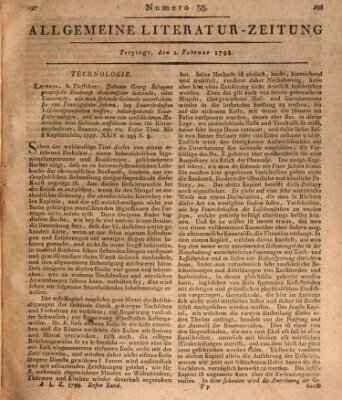 Allgemeine Literatur-Zeitung (Literarisches Zentralblatt für Deutschland) Freitag 2. Februar 1798