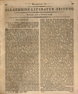 Allgemeine Literatur-Zeitung (Literarisches Zentralblatt für Deutschland) Montag 19. Februar 1798