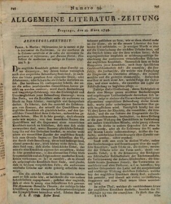 Allgemeine Literatur-Zeitung (Literarisches Zentralblatt für Deutschland) Freitag 23. März 1798