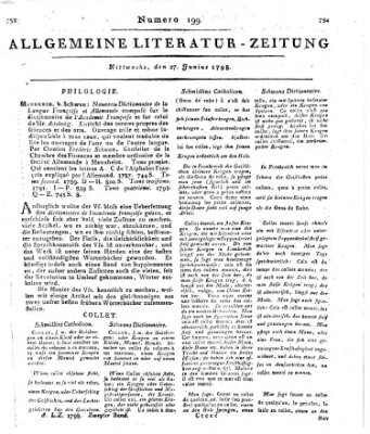 Allgemeine Literatur-Zeitung (Literarisches Zentralblatt für Deutschland) Mittwoch 27. Juni 1798
