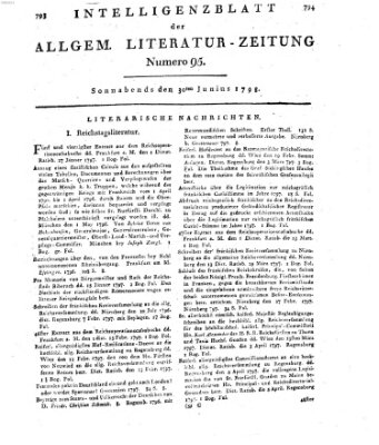 Allgemeine Literatur-Zeitung (Literarisches Zentralblatt für Deutschland) Samstag 30. Juni 1798
