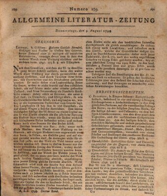 Allgemeine Literatur-Zeitung (Literarisches Zentralblatt für Deutschland) Donnerstag 9. August 1798
