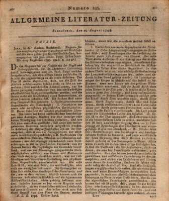 Allgemeine Literatur-Zeitung (Literarisches Zentralblatt für Deutschland) Samstag 25. August 1798