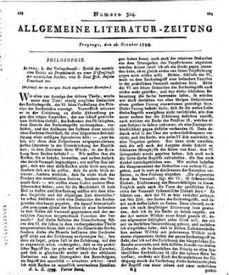 Allgemeine Literatur-Zeitung (Literarisches Zentralblatt für Deutschland) Freitag 26. Oktober 1798