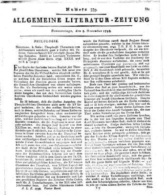 Allgemeine Literatur-Zeitung (Literarisches Zentralblatt für Deutschland) Donnerstag 8. November 1798