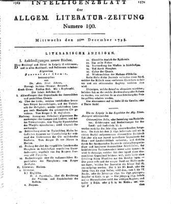 Allgemeine Literatur-Zeitung (Literarisches Zentralblatt für Deutschland) Mittwoch 26. Dezember 1798