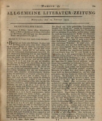 Allgemeine Literatur-Zeitung (Literarisches Zentralblatt für Deutschland) Mittwoch 12. Februar 1800